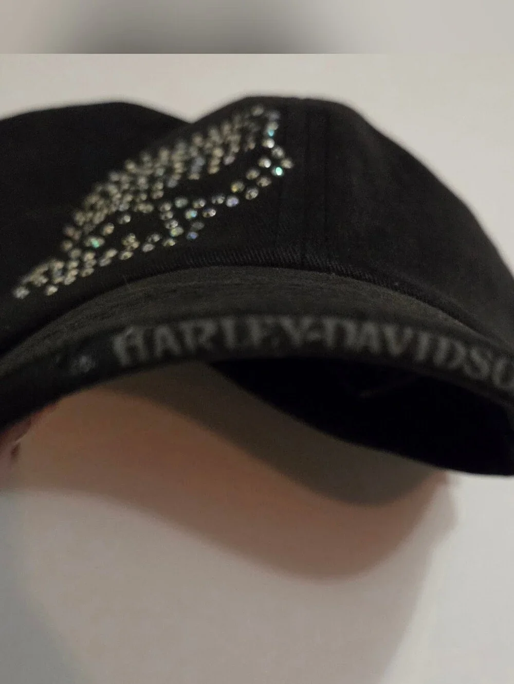 Harley-Davidson Cap Hat Womens One Size Black Rhinestone Skull